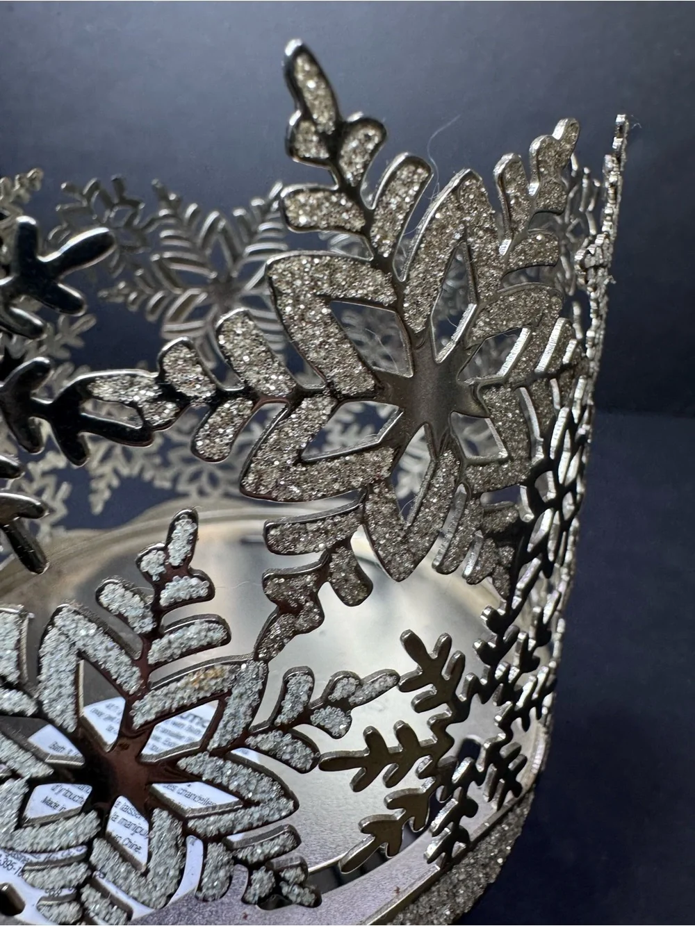 Bath & Body Works 3-Wick Candle Holders Set of 2 Silver Snowflake Bronze Leaf